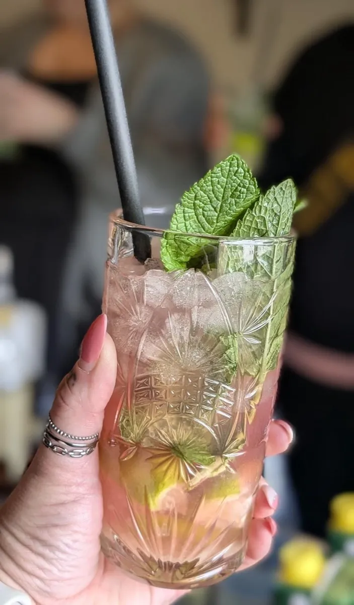 Frisch gemixter Mojito im Kristallglas mit frischer Minze